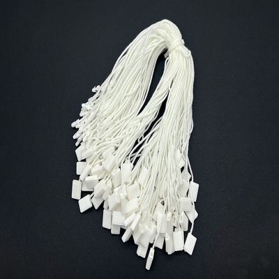 Cordel de fixação de etiqueta de plástico de nylon branco pendurado ODM retangular