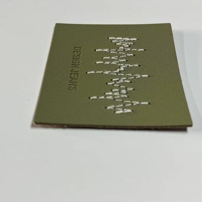 Custom jeans verdes etiqueta de couro etiqueta costurada tipo de fechamento para roupas