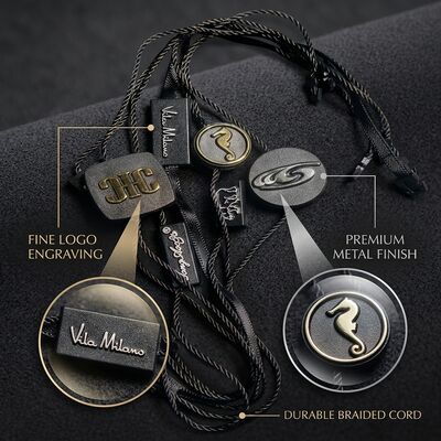 Rectangular Negro Pendente Tag Cordel Espessura 0,2 mm Quantidade 100 peças Essenciais para etiquetar artigos de vestuário e acessórios